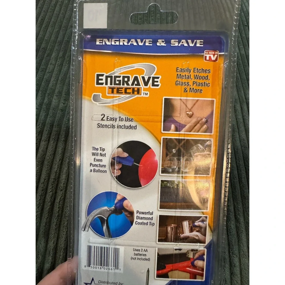 Engrave & Save Tech Engraving Pen Tool With Diamond Tip Stencils Bonus‎ Tip